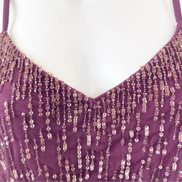 Adrianna Papell Dress Size 4 Midi Beaded Flapper Whimsigoth Dark Fairycore - Picture 5 of 13